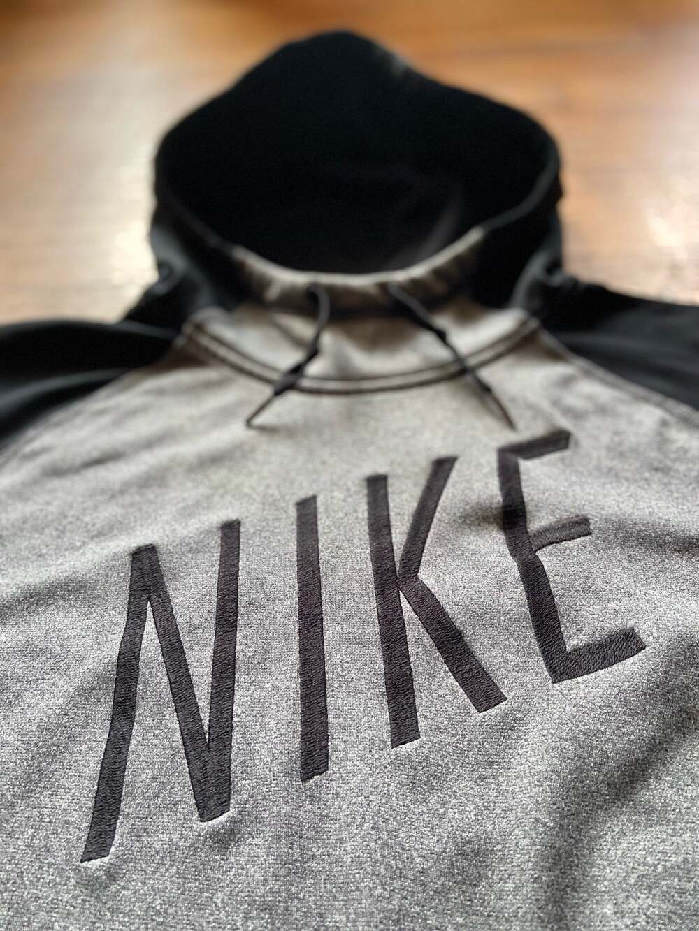 NIKE Dri-Fit Gray/Black Pullover Logo Hoodie sz XL